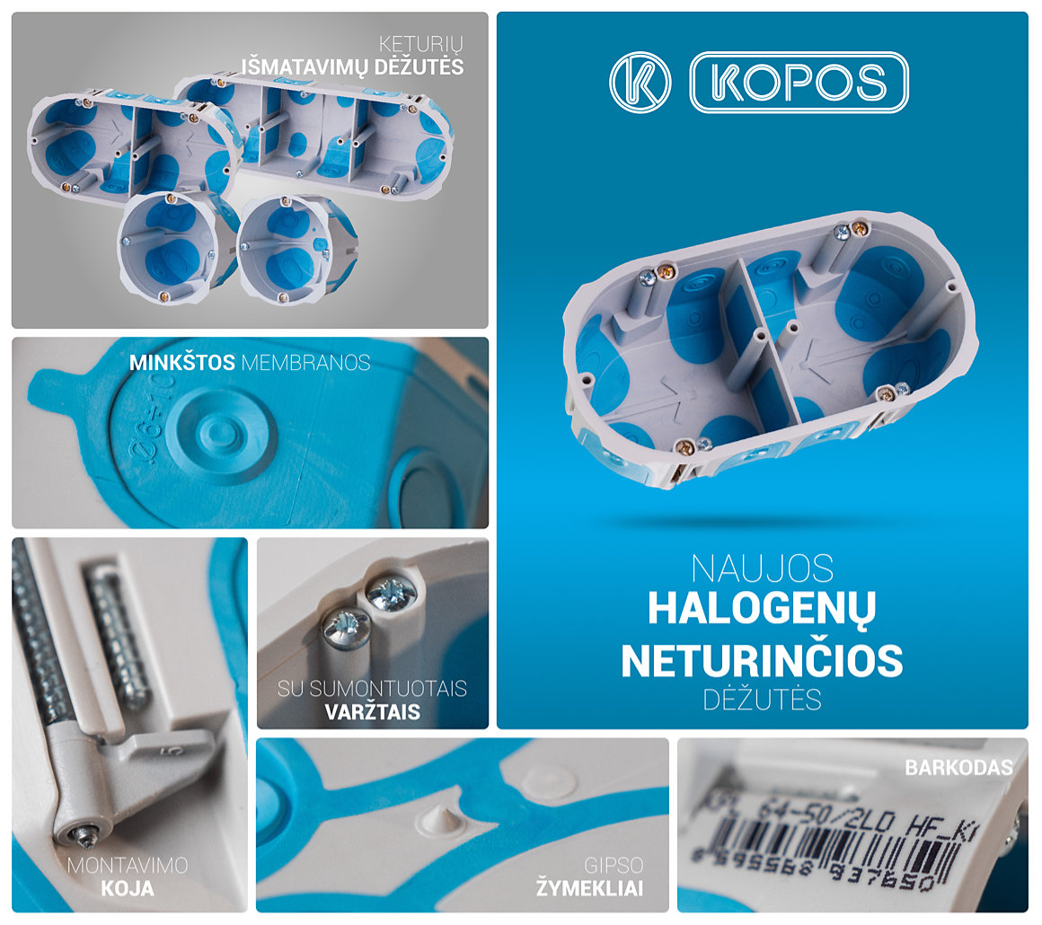 Naujos halogenų neturinčios gipsinės dėžutės